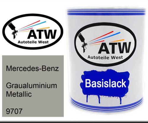 Mercedes-Benz, Graualuminium Metallic, 9707: 1L Lackdose, von ATW Autoteile West.